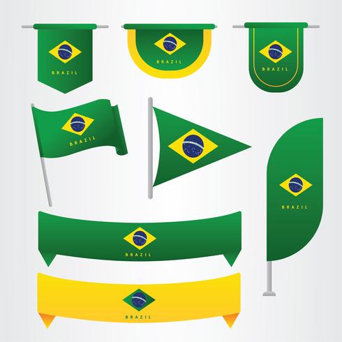 Vlag van Brazilië Clipart Vector Pack