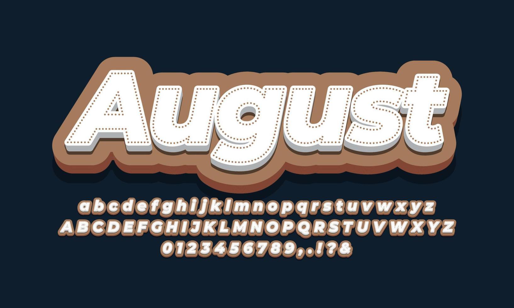 augustus maand lettertype 3d bruin vector