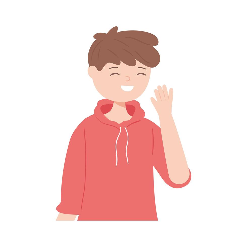 jongen zwaaiende hand vector