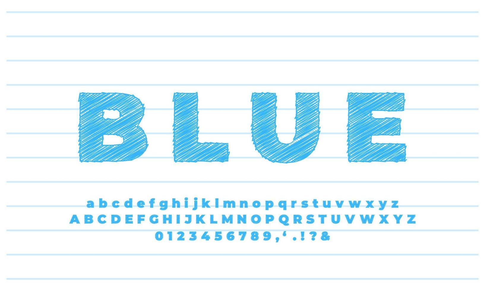 vet blauw schetsteksteffect of lettertype-effectstijlontwerp vector