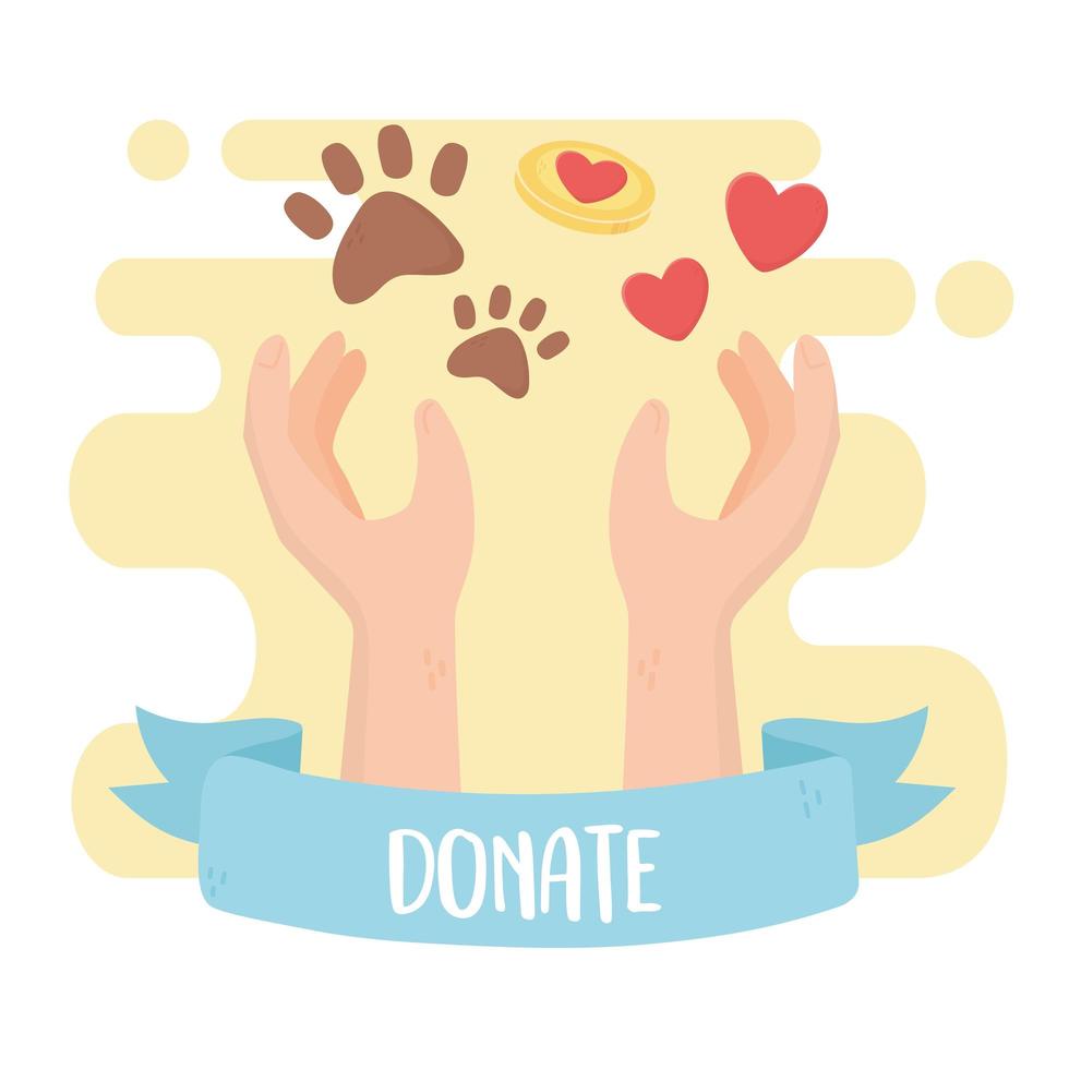 vrijwilligerswerk, help liefdadigheid handen houden van dieren vector