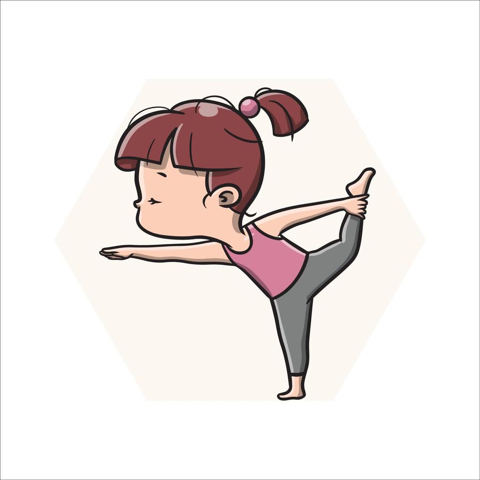 leuke cartoon voor yogameisjes vector