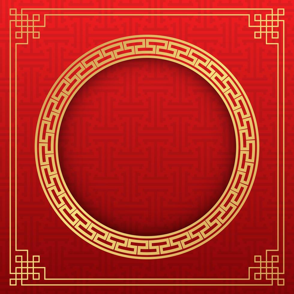 Chinese achtergrond, decoratieve klassieke feestelijke rode achtergrond en gouden frame, vectorillustratie vector