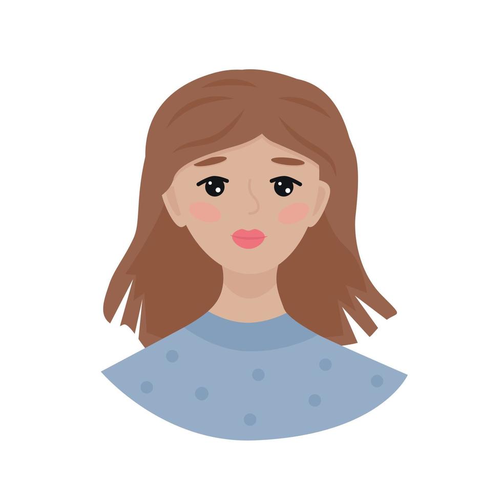 portret van een teleurgestelde jonge vrouw. avatar van een volwassen meisje voor sociaal netwerk. kleurrijk portret. student van de universiteit. vector