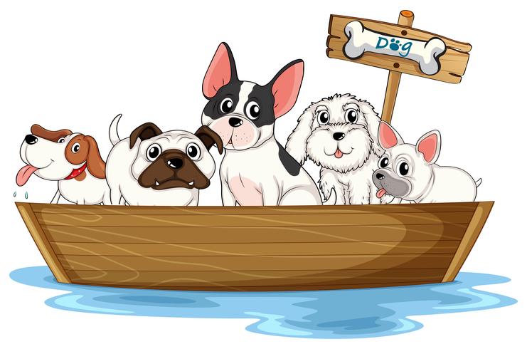 Honden op boot vector