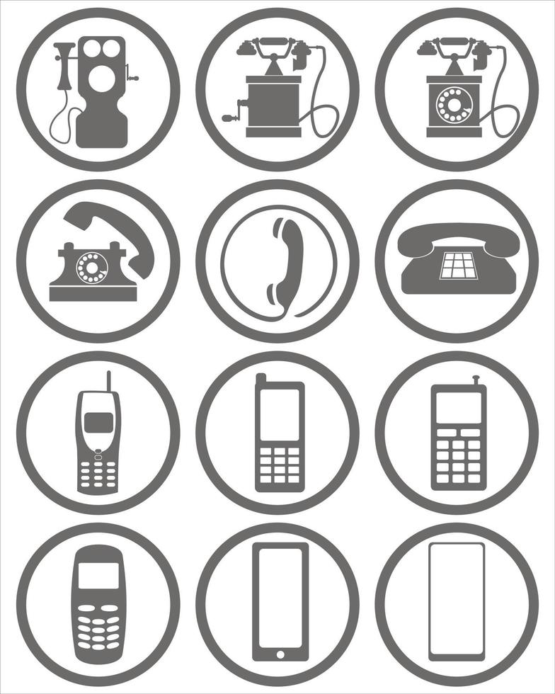 telefoon evolutie pictogrammen vector