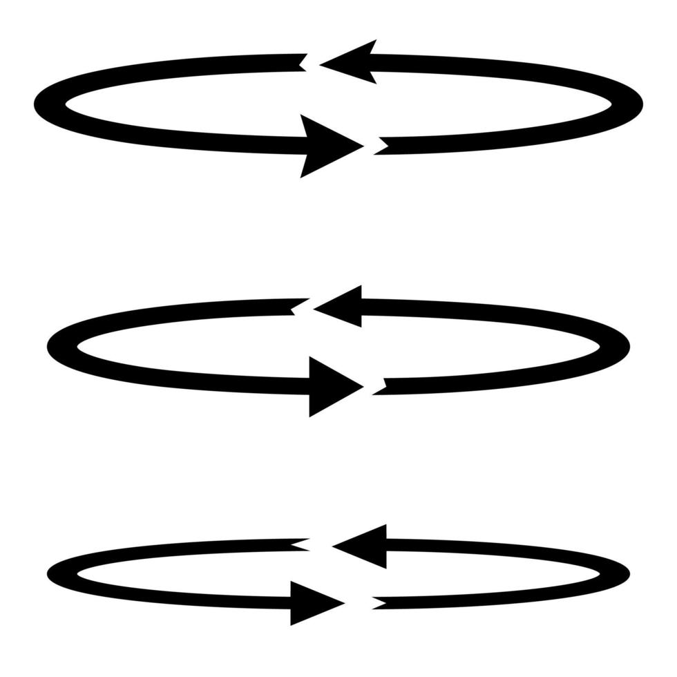 cirkel pijlen ingesteld. zwarte kleur vector