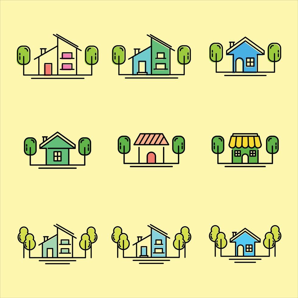 huis icon set collectie, gebruikt voor eigendom en milieu. vector