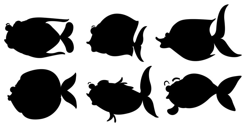 Silhouetten van de verschillende zeedieren vector