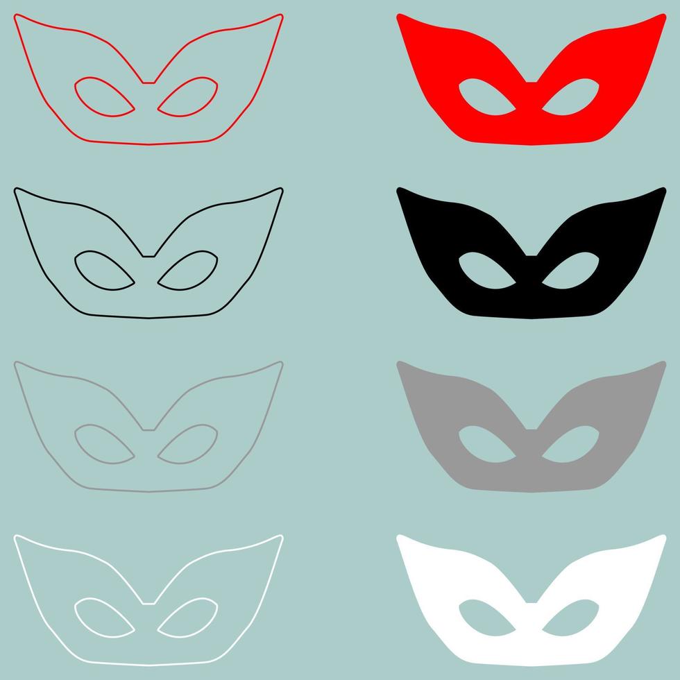 masker of vermomming rood zwart wit pictogram. vector