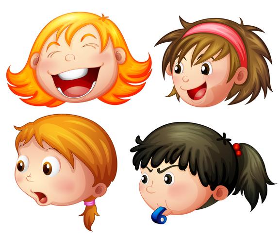 Vier meisjes met verschillende emoties vector