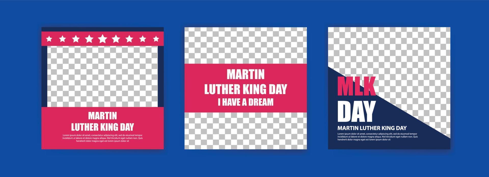 social media postsjabloon voor martin luther king day. vectorachtergrond voor banners, posters en advertenties op sociale media. vector