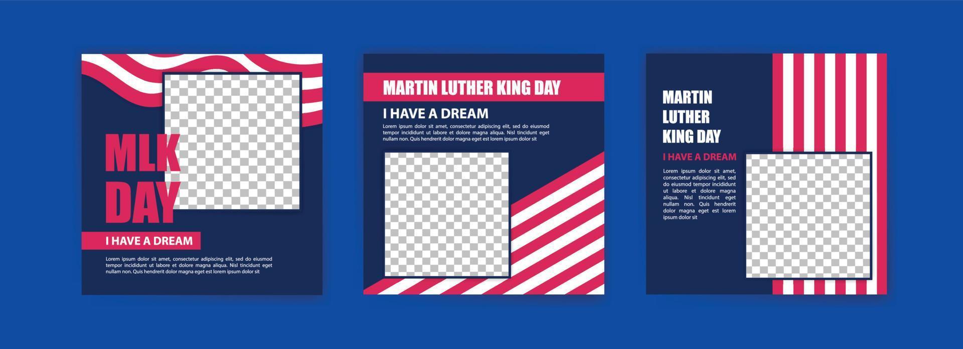 social media postsjabloon voor martin luther king day. vectorachtergrond voor banners, posters en advertenties op sociale media. vector