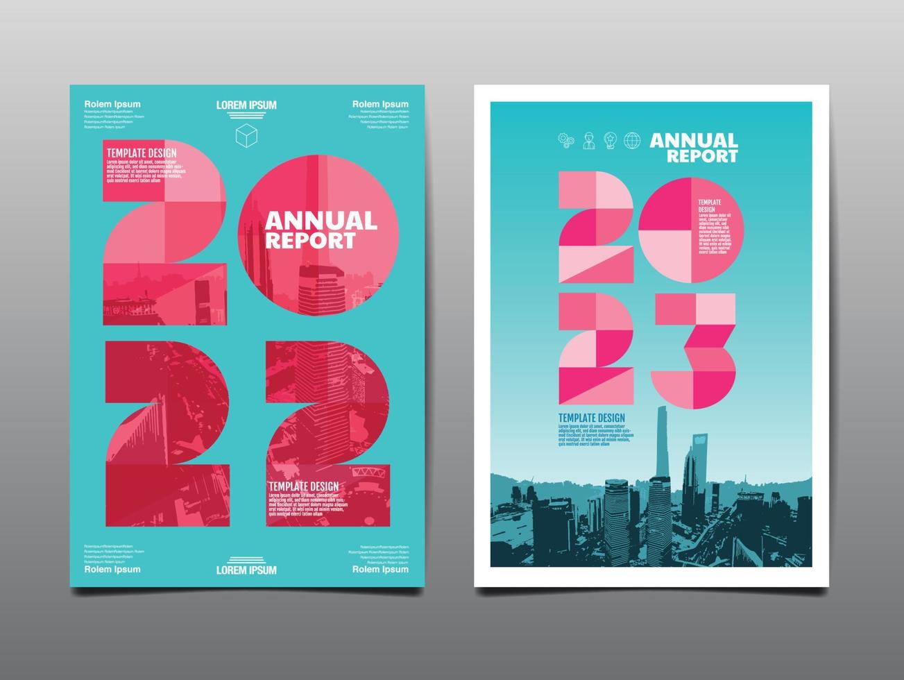 jaarverslag 2022,2023, sjabloonlay-outontwerp, omslagboek. presentatie abstracte platte achtergrond. vector