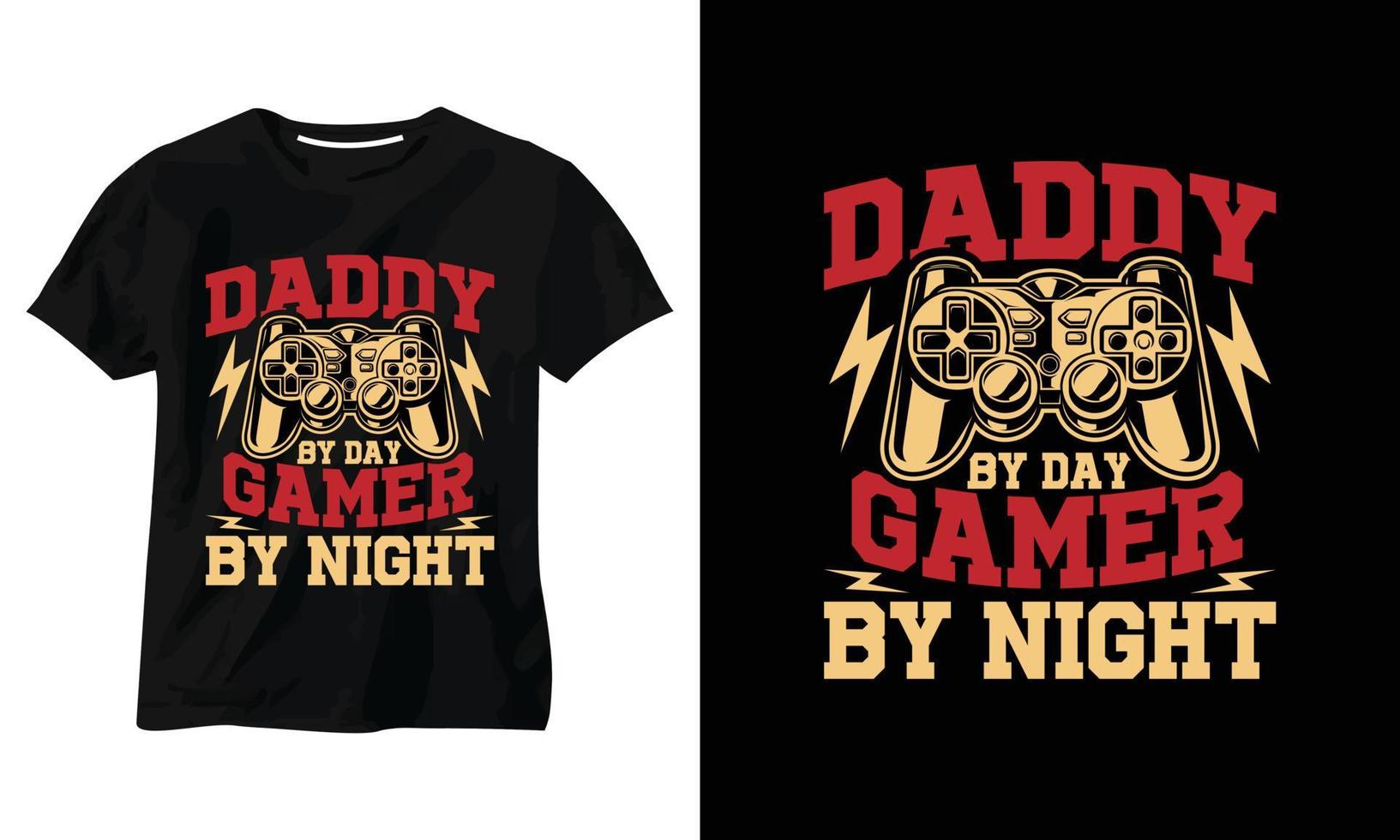 daddy by day gamer by night gaming t-shirt ontwerp vector