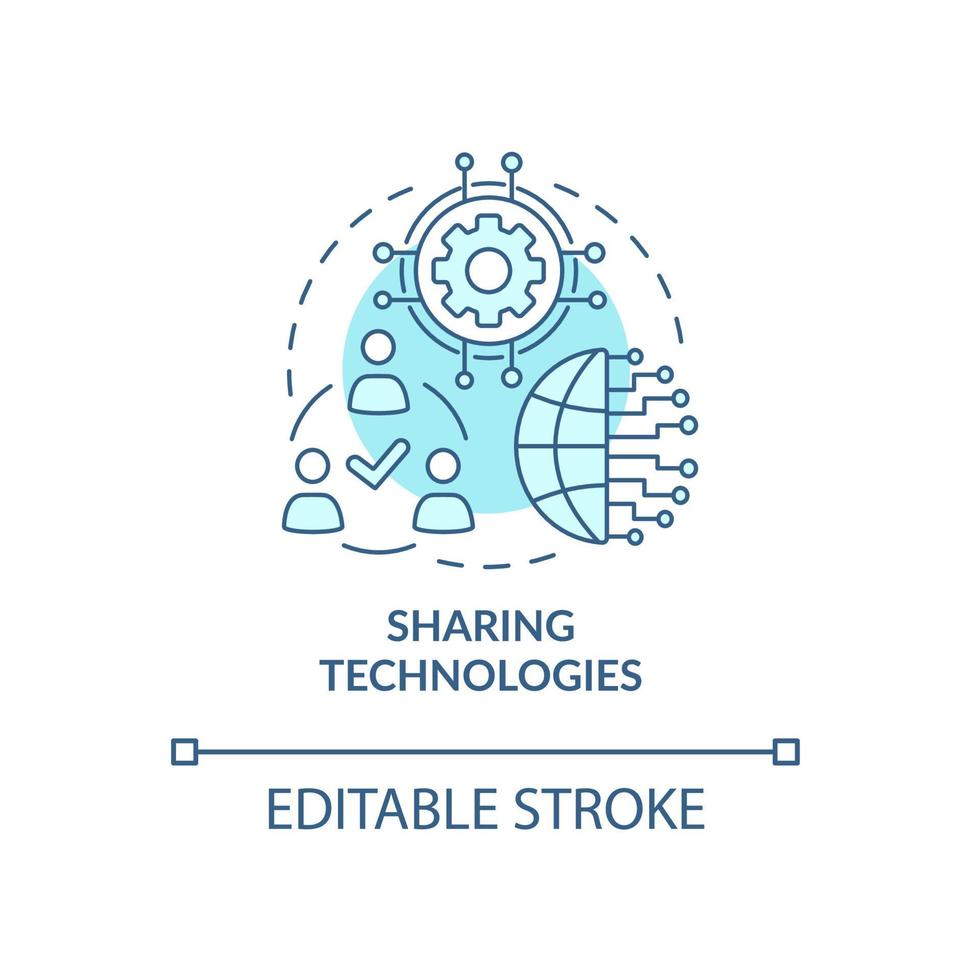 het overbrengen van technologieën concept icoon. tech kennis en iformatie verspreid. verspreiden innovatie abstracte idee dunne lijn illustratie. vector geïsoleerde omtrek kleur tekening. bewerkbare streek