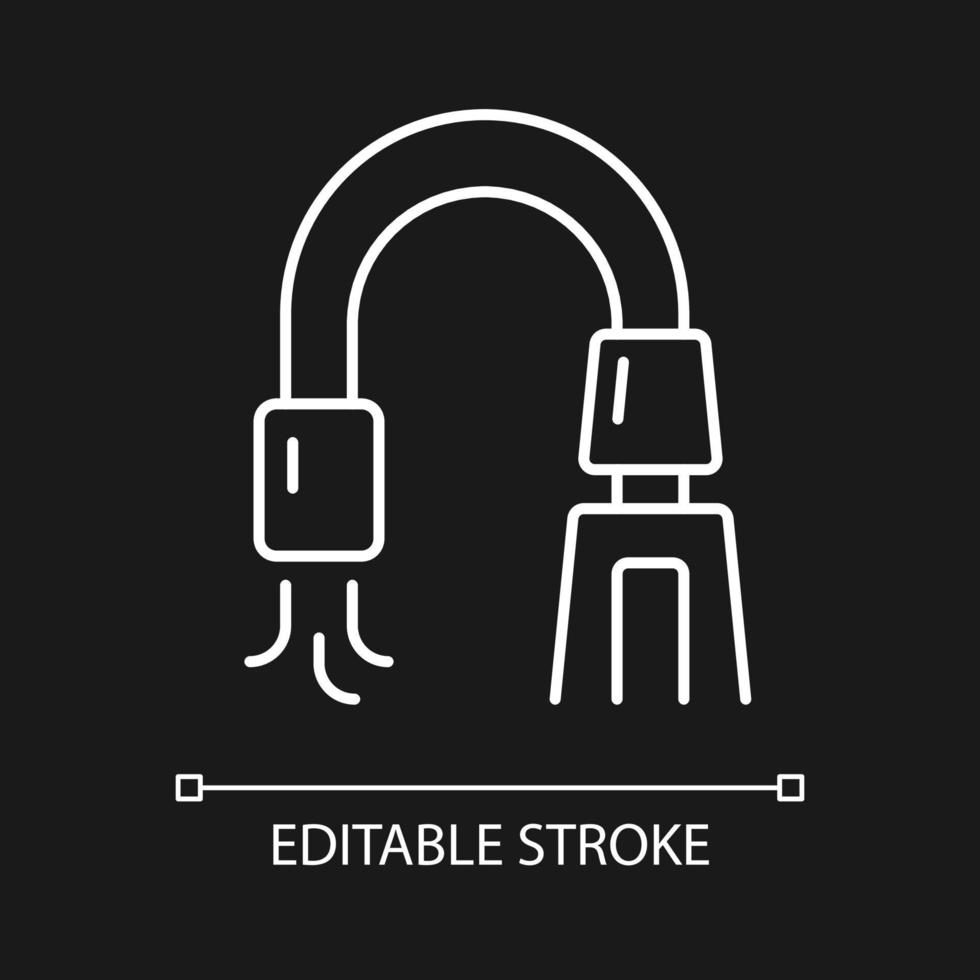 zuigapparaat wit lineair pictogram voor donker thema. medische uitrusting. het verwijderen van vloeibare obstructies. dunne lijn aanpasbare illustratie. geïsoleerd vectorcontoursymbool voor nachtmodus. bewerkbare streek vector