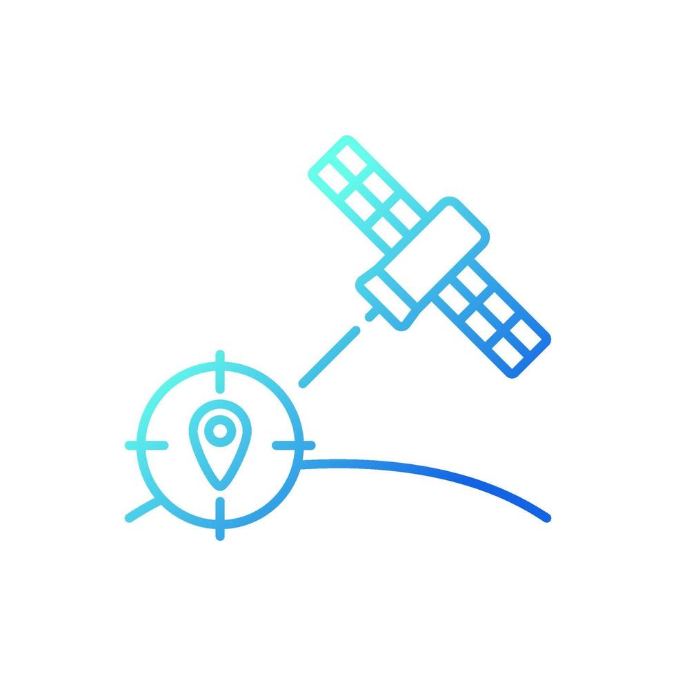 navigatie satelliet gradiënt lineaire vector pictogram. op satellieten gebaseerd radionavigatiesysteem. gps-positionering. dunne lijn kleur symbool. moderne stijlpictogram. vector geïsoleerde overzichtstekening