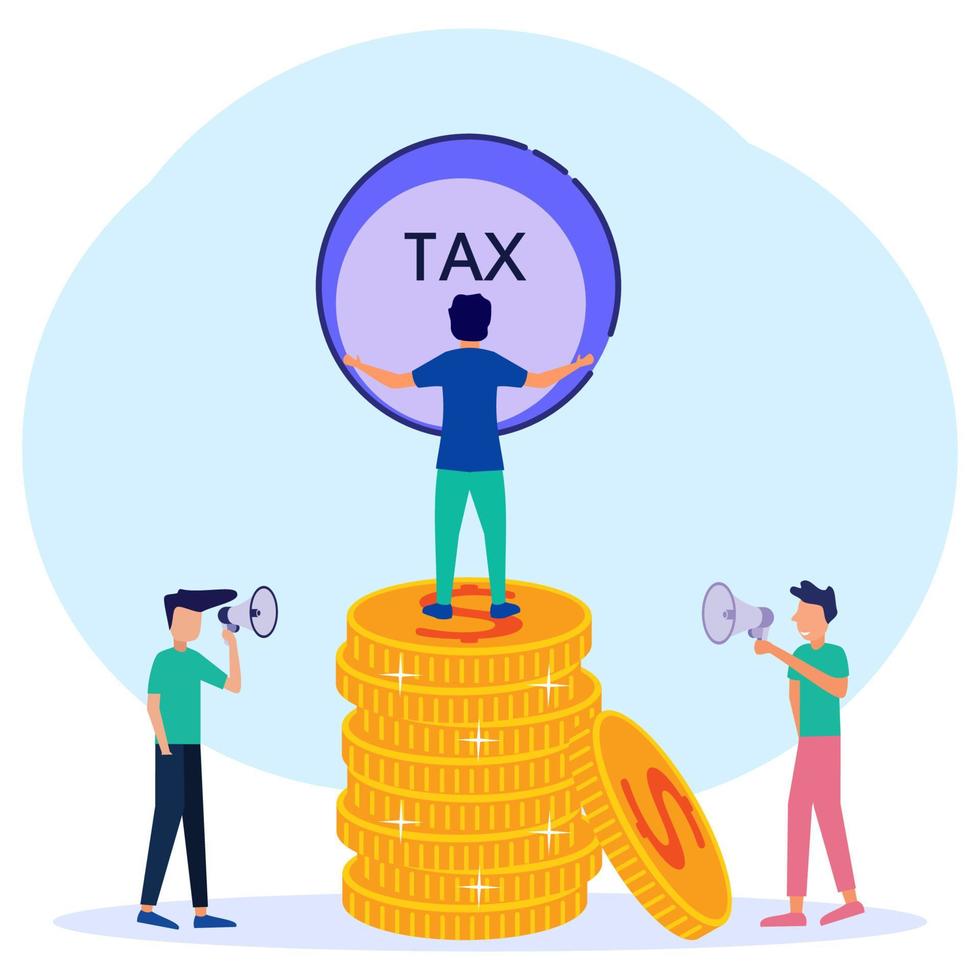 illustratie vector grafische stripfiguur van betalen belastingen