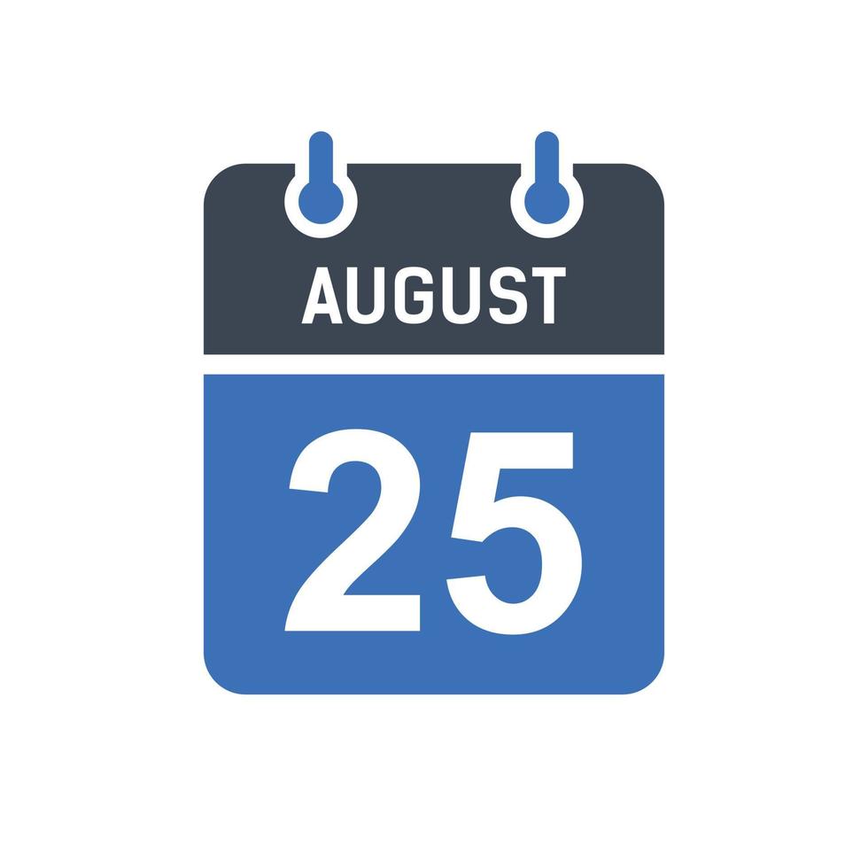 25 augustus kalender datum icoon vector