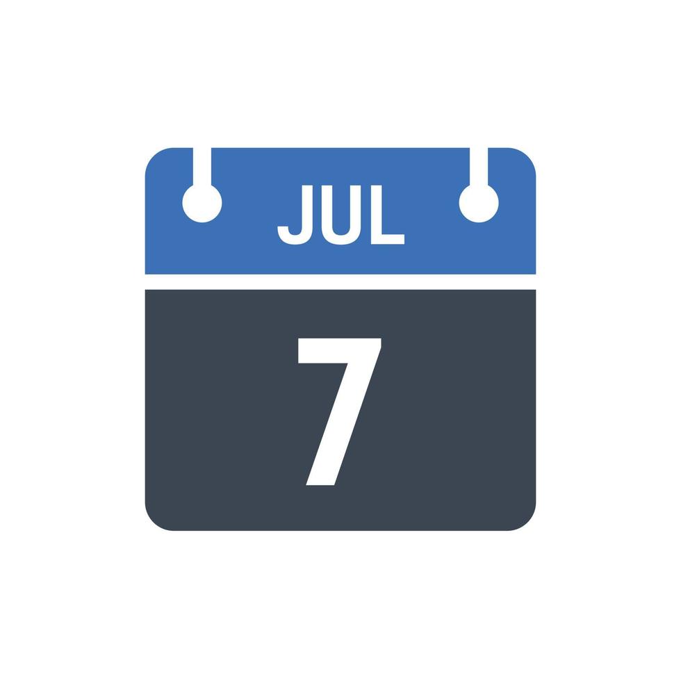 7 juli datum van de maandkalender vector