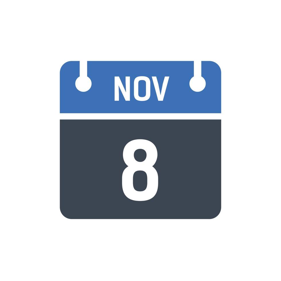 8 november datum van de maandkalender vector