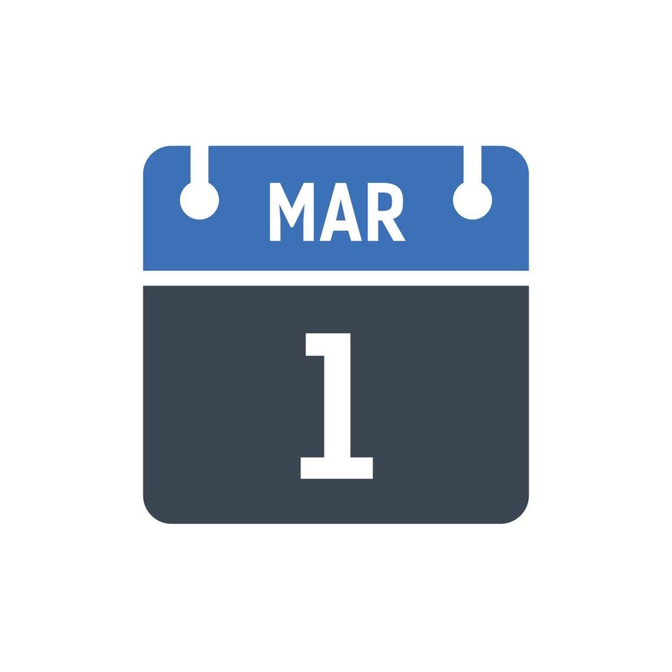 1 maart kalender datum icoon vector