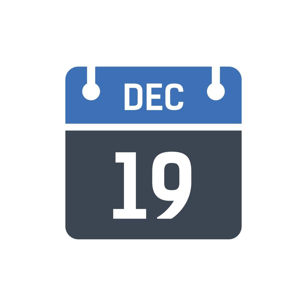19 december kalenderpictogram, datumpictogram vector