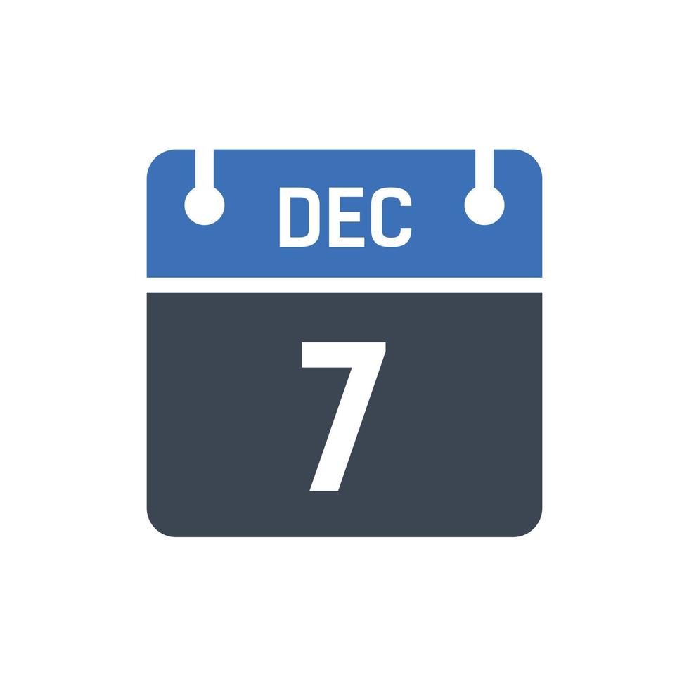 7 december datum van de maandkalender vector