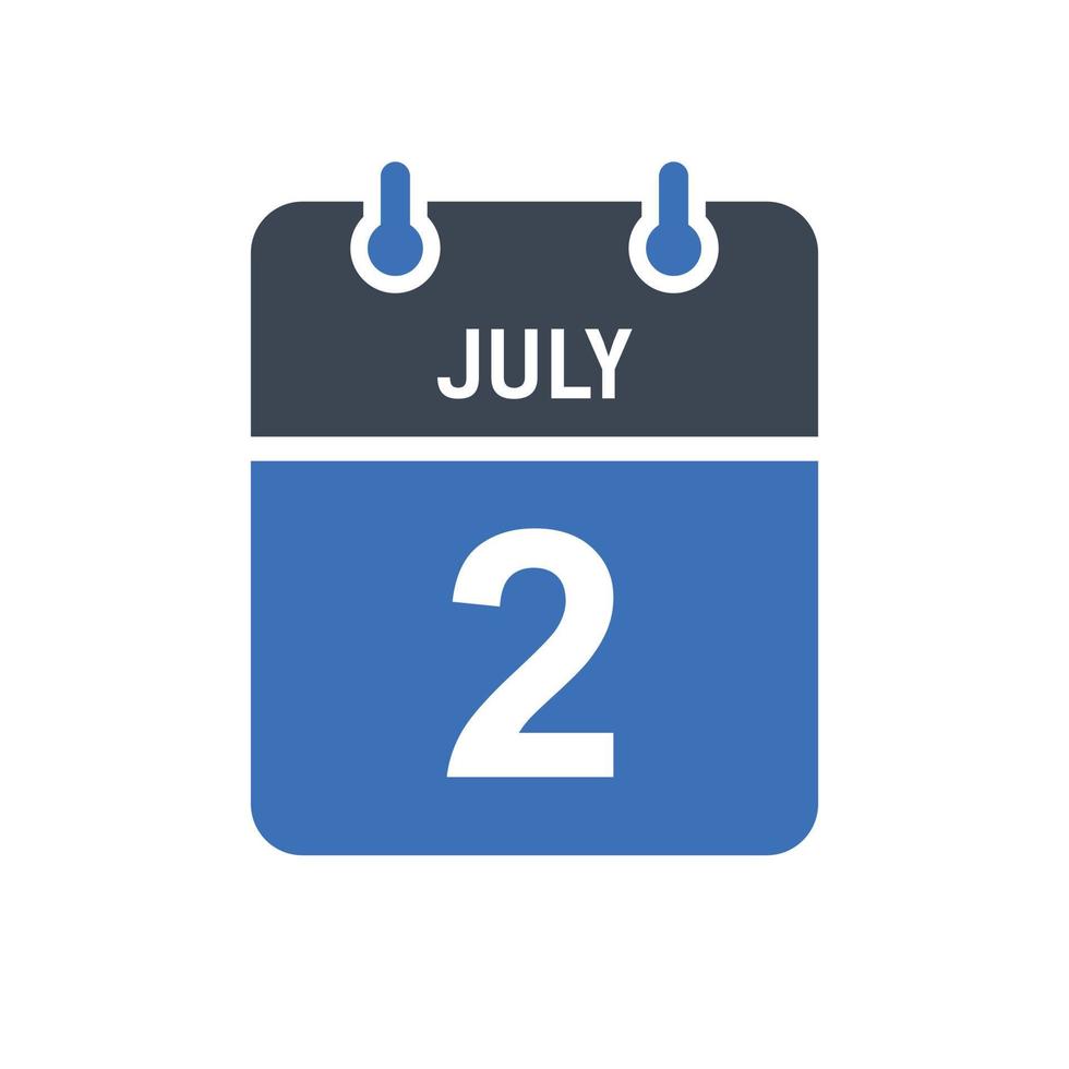 2 juli kalender datum icoon vector