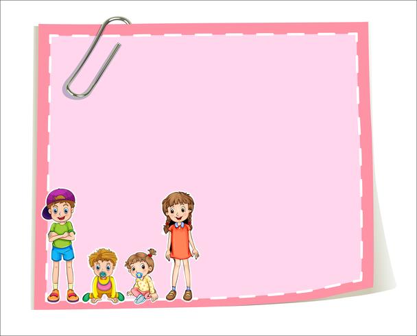 Een lege papieren sjablonen met kinderen vector