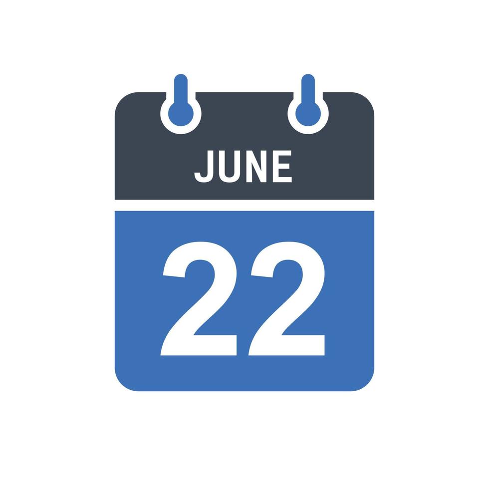 22 juni kalender datum icoon vector