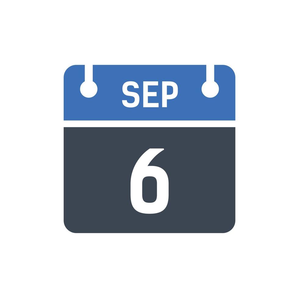 6 september datum van de maandkalender vector