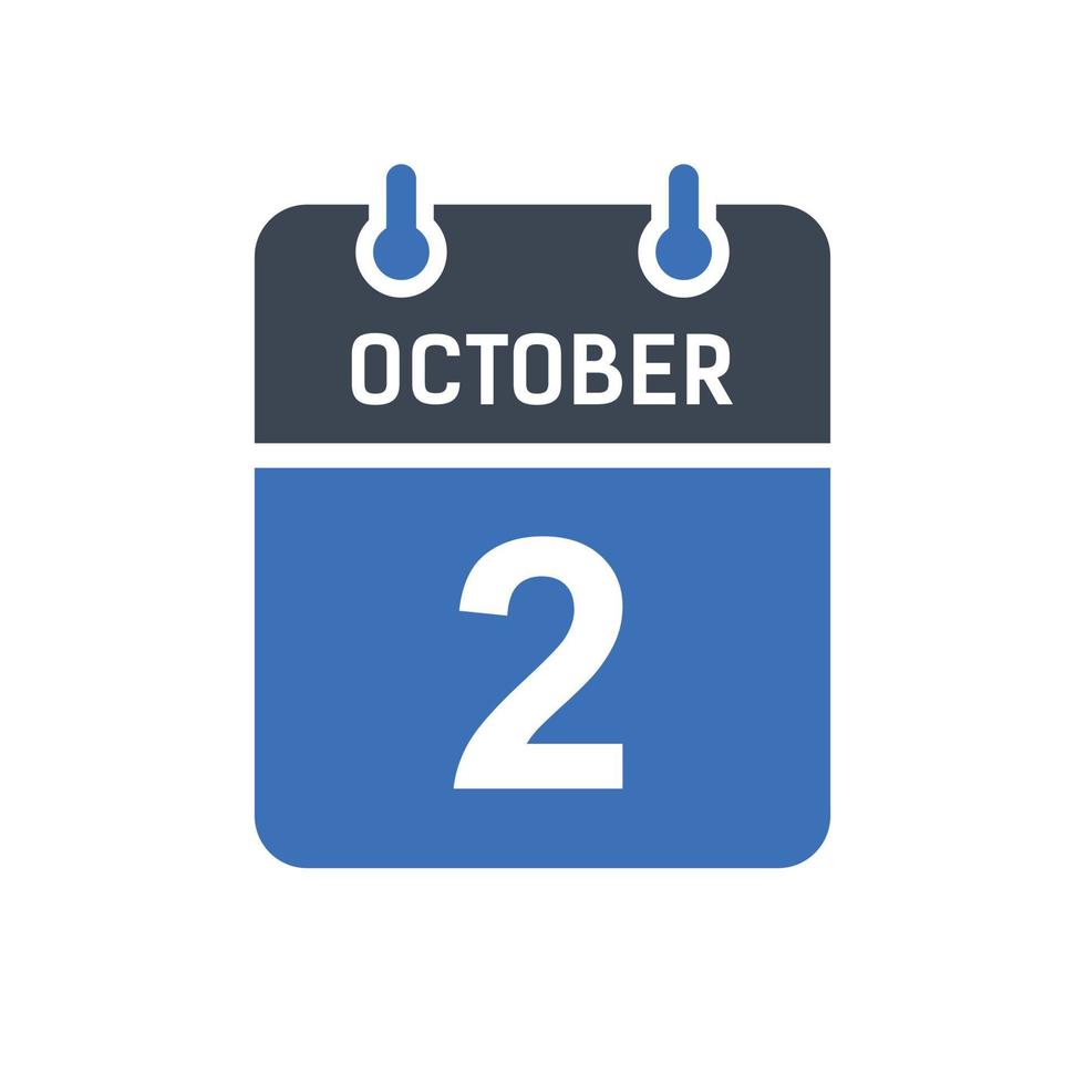 2 oktober kalender datum icoon vector