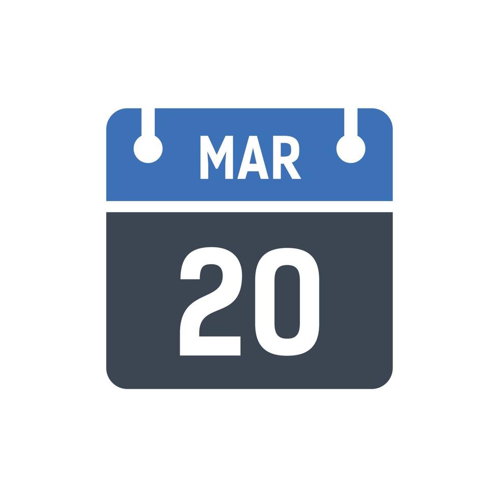20 maart kalenderpictogram, datumpictogram vector