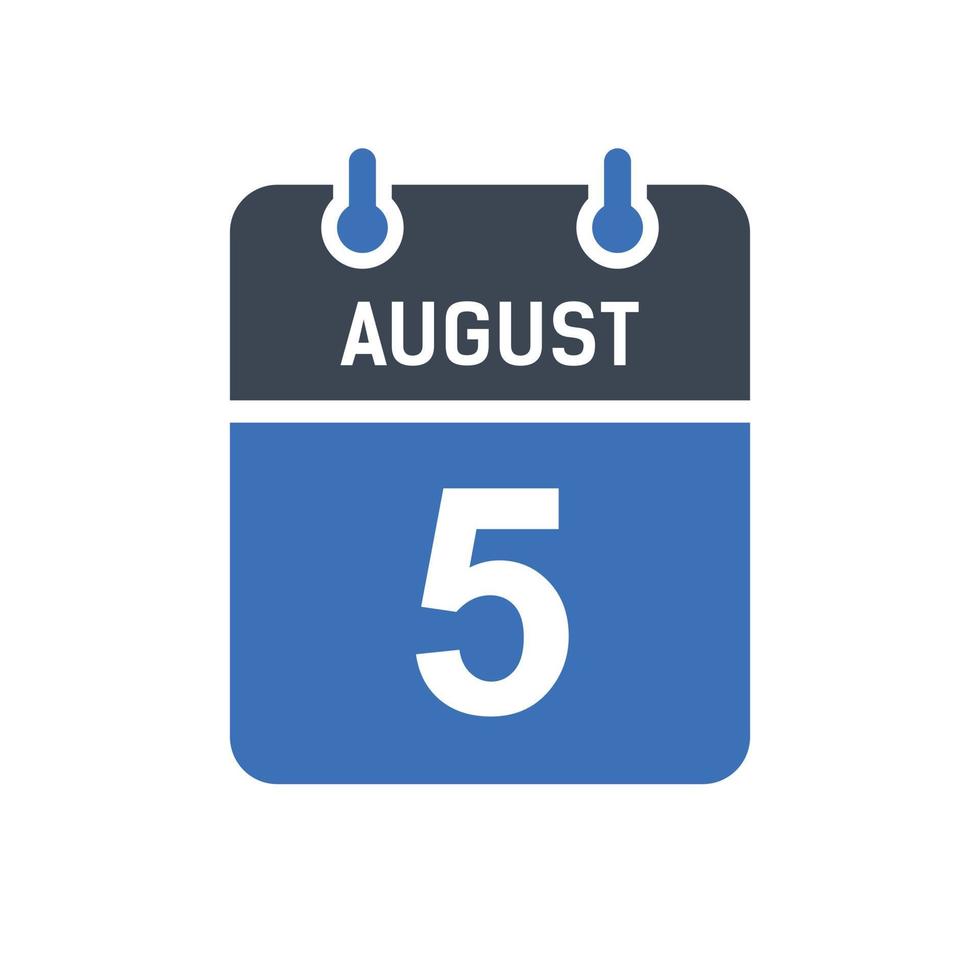 5 augustus kalender datum icoon vector