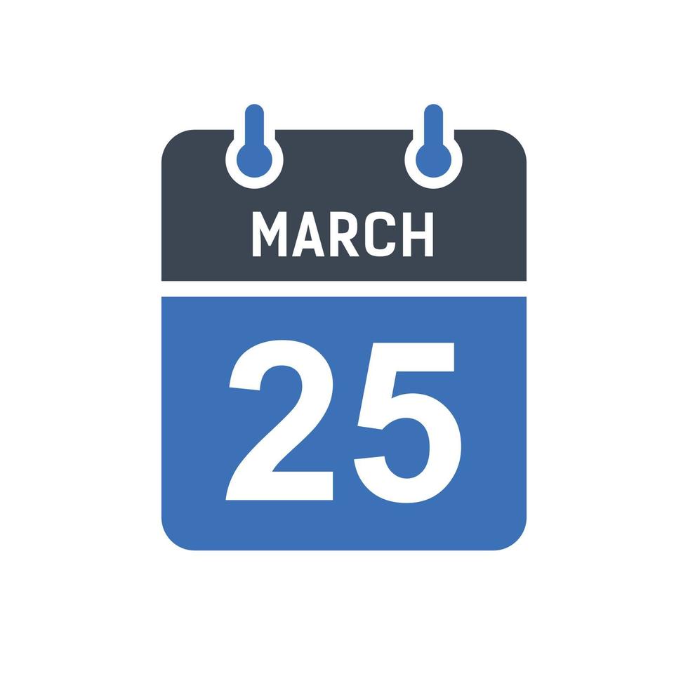 25 maart kalender datum icoon vector