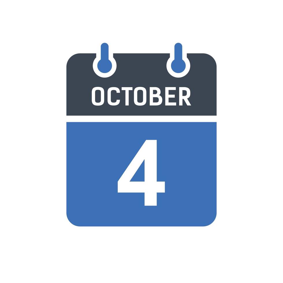 4 oktober kalenderdatumpictogram, gebeurtenisdatumpictogram, kalenderdatum, pictogramontwerp vector