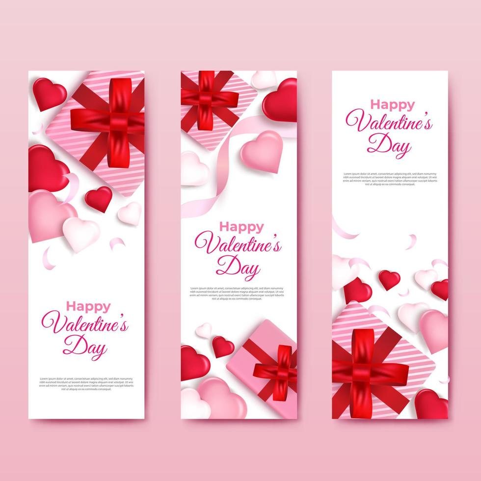 fijne Valentijnsdag. bannersjabloon met liefde en geschenken vector