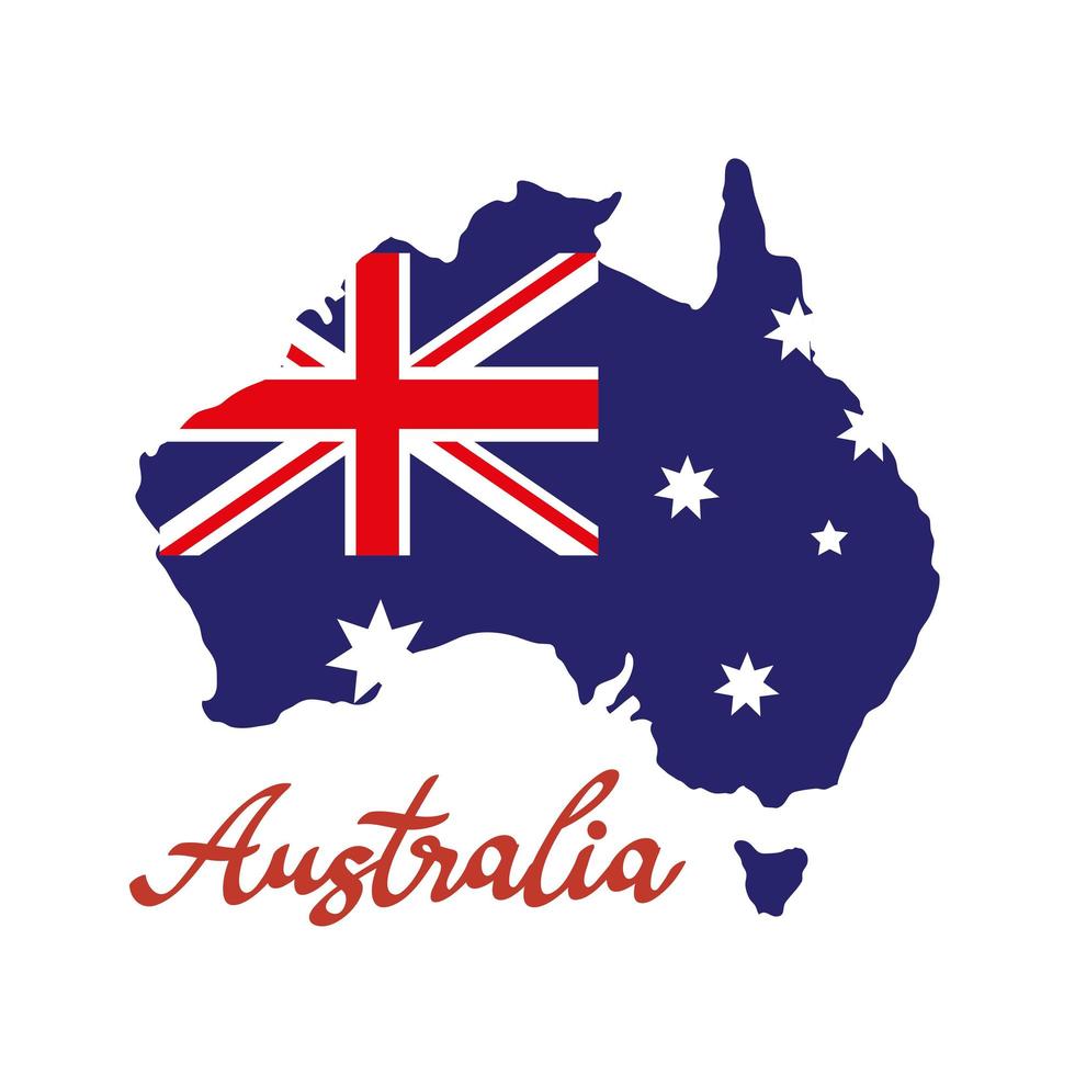 vlag van australië op kaart vector