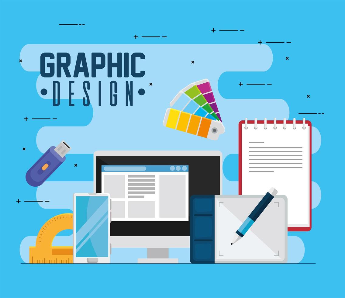 grafisch ontwerp op desktop vector
