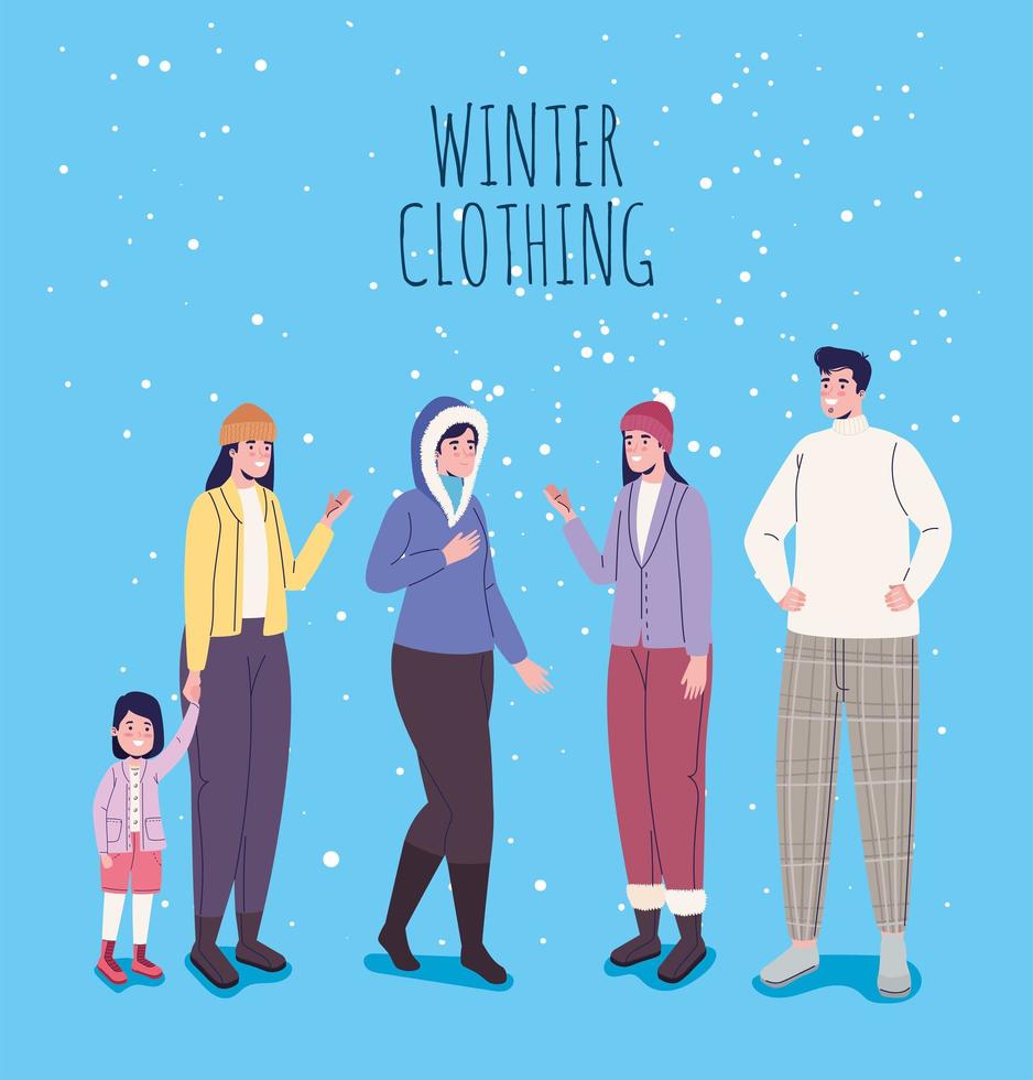 mensen die winterkleding dragen vector