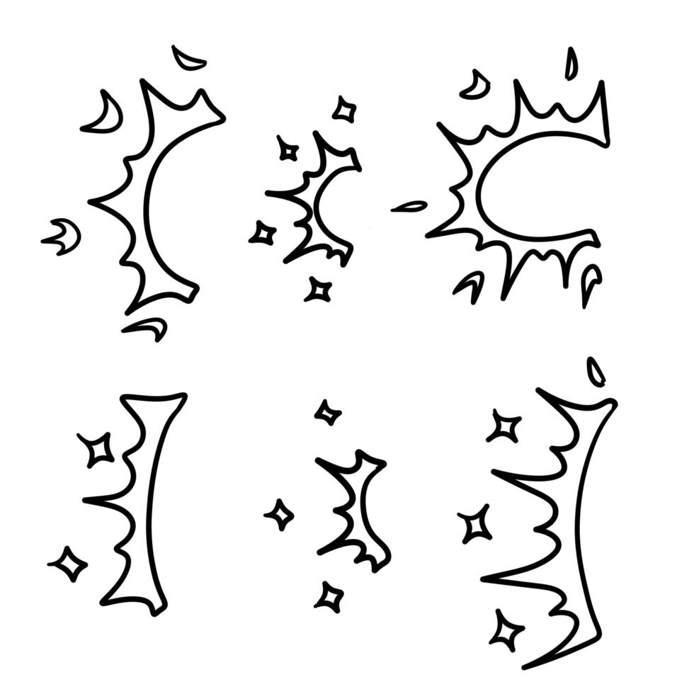 schetseffect van flits en explosie. set van snelheid en beweging vector