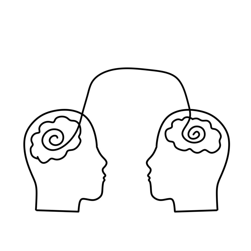 dialoog tussen mensen. mentale verbinding. vector