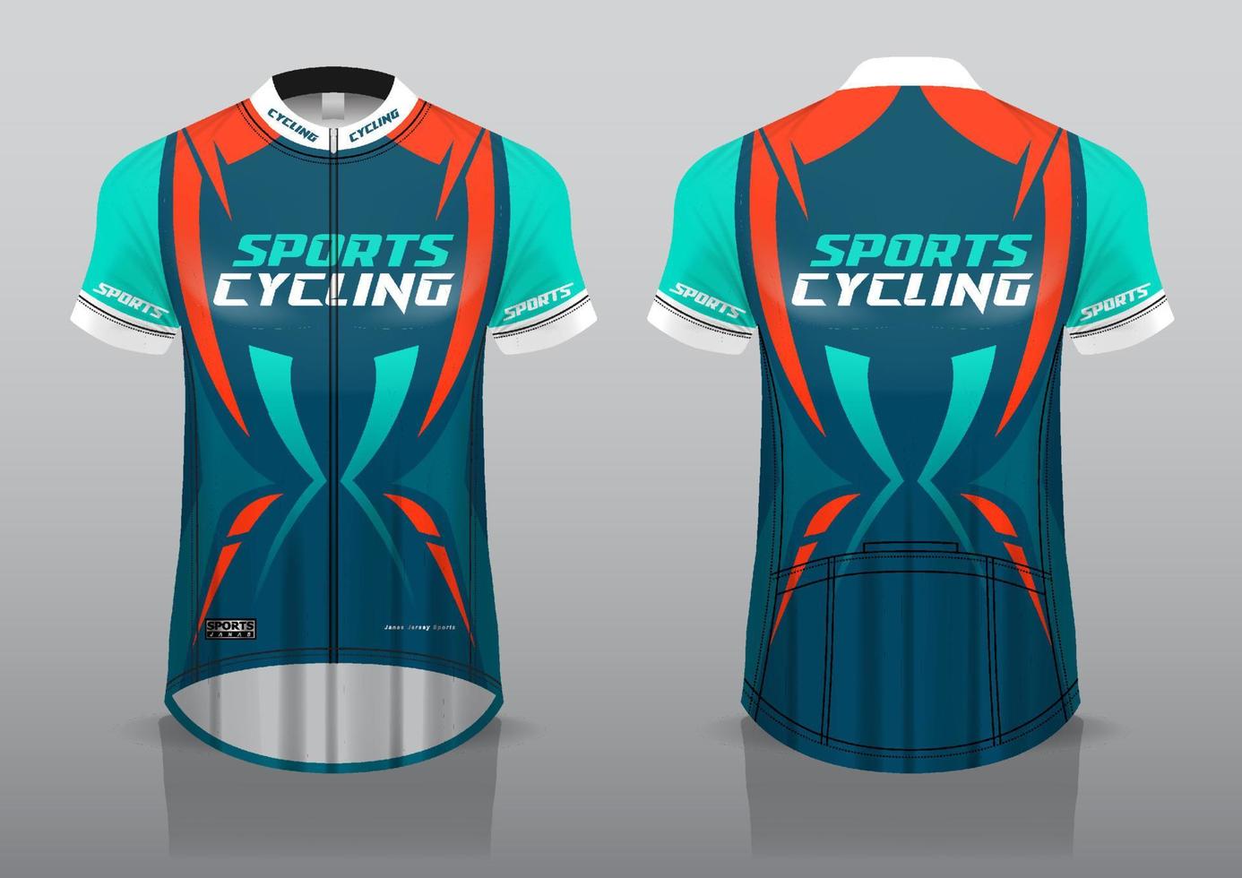 jerseyontwerp voor fietsen, voor- en achteraanzicht, en gemakkelijk te bewerken en af te drukken op stof, sportkleding voor wielerteams vector