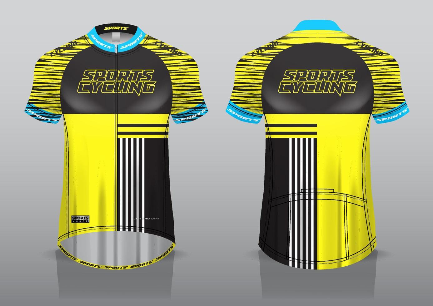 jerseyontwerp voor fietsen, voor- en achteraanzicht, en gemakkelijk te bewerken en af te drukken op stof, sportkleding voor wielerteams vector