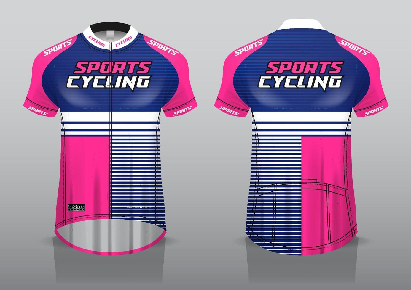 jerseyontwerp voor fietsen, voor- en achteraanzicht, en gemakkelijk te bewerken en af te drukken op stof, sportkleding voor wielerteams vector