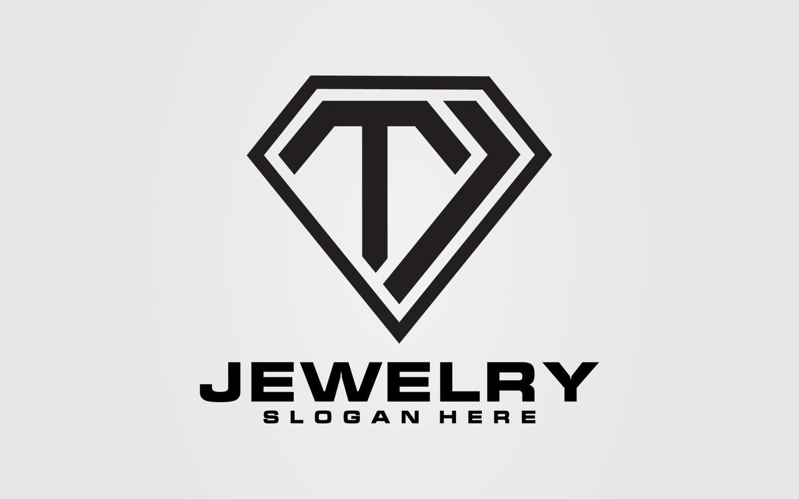 logo eerste tj diamant lijn kunst illustratie vector sjabloon