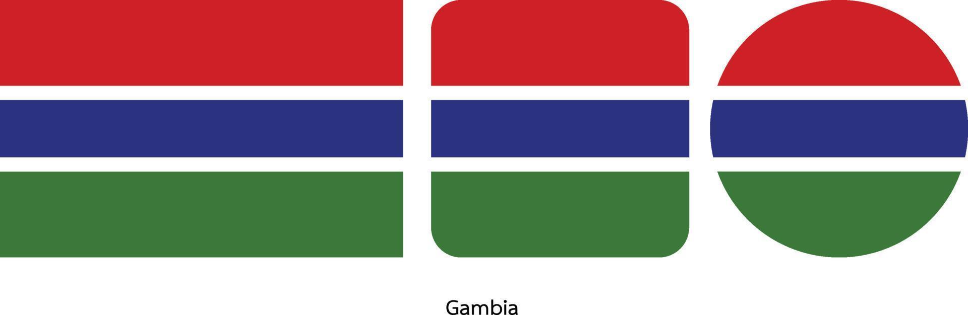 Gambiaanse vlag, vectorillustratie vector