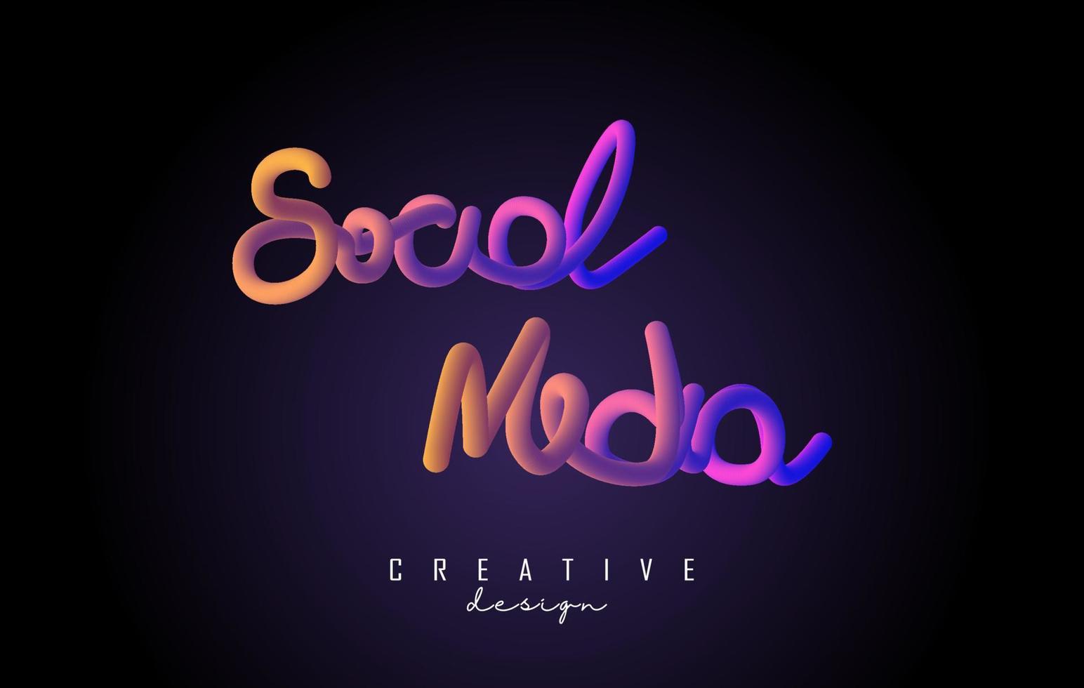 handgeschreven social media woord met levendig kleurrijk 3D-effect. creatieve vectorillustratie met spons en 3D-effect. vector